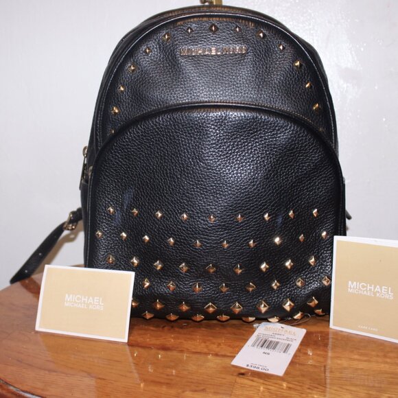 New $398 Michael Kors Pebbled Leather Studded Abbey Backpack Bag Purse main image 7